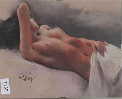 Lot 1139 - Domingo (Contemporary) Nude study, pastel and two further works by the same artist, 35cm by...