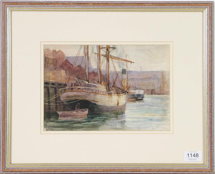 Lot 1148 - Thomas Scott, Elliots Quay, Sunderland, watercolour signed with initials circa 1908, 18cm by 26cm