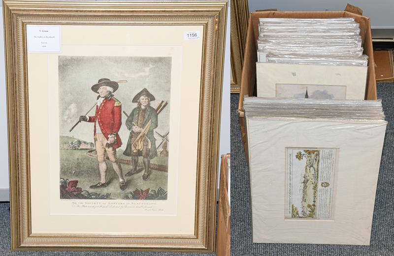 Lot 1156 - V Green ''The Golfers at Blackburn'' modern print in 19th century style, together with a large...