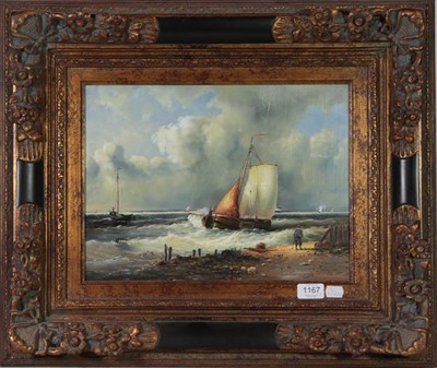 Lot 1167 - Susan Jackson (Contemporary) Dutch boats off the coast and another by the same artist, oil on...