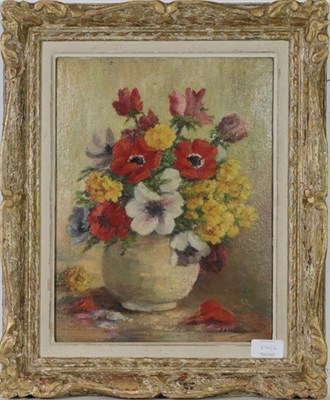 Lot 1170 - M E Oddie (20th century) Still life flowers in a bowl, together with a indistinctly signed...
