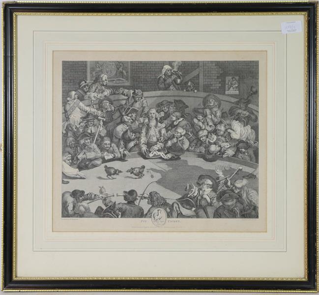 Lot 1177 - After William Hogarth prints entitled Pitt Ticket and the Enraged Musician, late 19th/early...