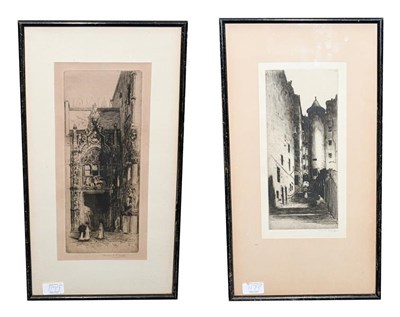 Lot 1179 - Six framed engravings, views of York Edinburgh and a windmill scene, all signed and inscribed, 23cm