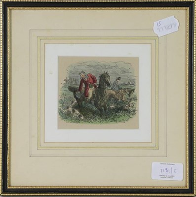 Lot 1181 - A collection of hunting prints, together with an oil on board by W Bowlin (1924) (5)