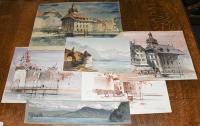 Lot 1197 - John Barrie Haste (1931-2011) Rigi, Lucerne, Signed and inscribed, watercolour together with a...