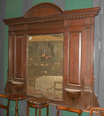 Lot 1221 - A large Edwardian stained oak over mantel mirror, by repute from Thorp Perrow Hall (Bedale)...