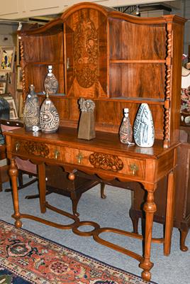Lot 1256 - A marquetry inlaid walnut sideboard cabinet, 153cm by 51cm by 212cm