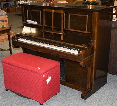 Lot 1263 - A mahogany cased Steck pianola piano, together with an upholstered ottoman containing a large...