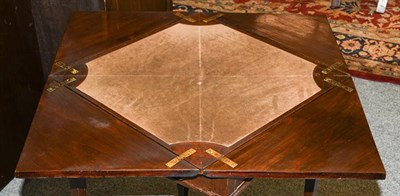 Lot 1264 - A George III mahogany envelope card table, 53cm square by 71cm