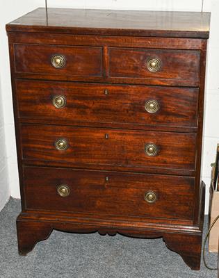 Lot 1270 - A George III mahogany four height straight front chest, 82cm by 46cm by 108cm