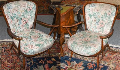 Lot 1273 - A pair of elm stick back Ercol chairs