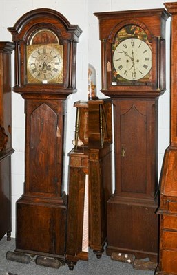 Lot 1278 - An elm eight day longcase clock, dial signed William Greaves, Newcastle, later case, together...