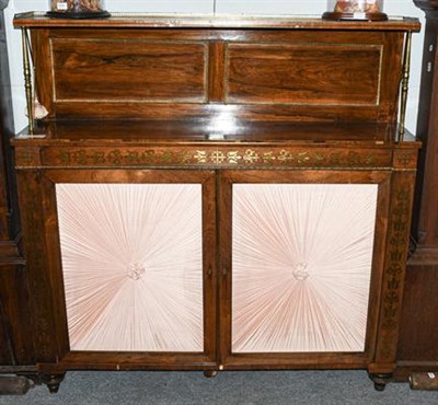 Lot 1279 - A Regency rosewood and brass inlaid chiffonier, early 19th Century, the superstructure with...