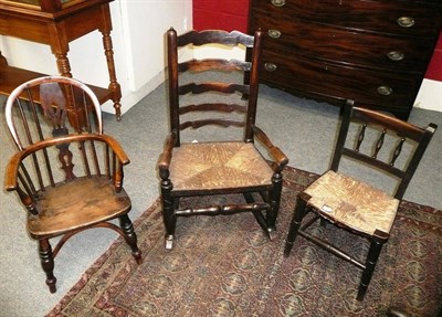 Lot 1577 - A 19th Century Child's Yewwood, Elm and Fruitwood Windsor Chair, with double row back support,...