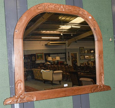 Lot 1282 - An oak overmantel mirror carved with acorns, 128cm by 98cm