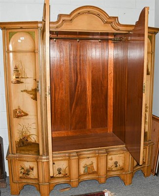 Lot 1286 - A Waring & Gillow circa. 1930s Japanned wardrobe decorated with figures in a landscape, 187cm...