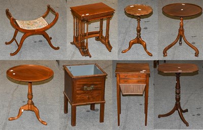 Lot 1292 - A quantity of 19th century furniture, to include: two dish topped circular tripod tables,...