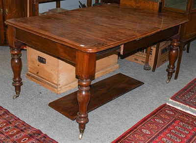 Lot 1293 - A Victorian mahogany drawer leaf dining table with two additional leaves, 188cm by 109cm by 74cm