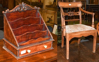 Lot 1314 - A Regency mahogany chair and a letter rack (2)