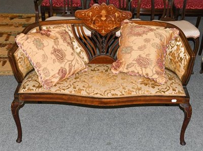 Lot 1329 - A small Edwardian inlaid mahogany parlour sofa, 114cm by 55cm by 84cm