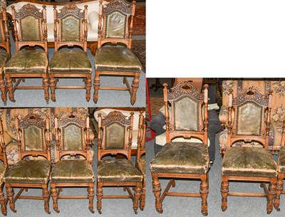 Lot 1337 - A set of eight Victorian carved oak boardroom/dining chairs
