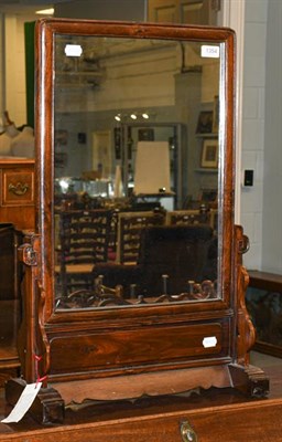 Lot 1354 - A late 19th century Chinese 'blackwood' table mirror, 49cm by 72cm