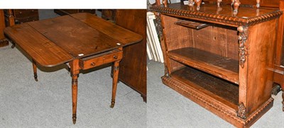 Lot 1360 - A George III mahogany Pembroke, 97cm (open) by 92cm by 66cm table, together with a Victorian walnut