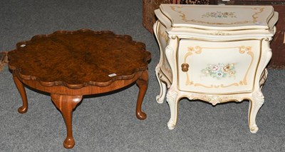 Lot 1386 - A small painted chest and a walnut coffee table (2)
