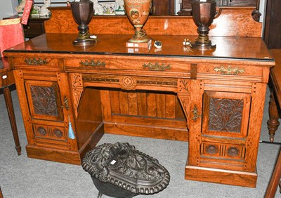 Lot 1389 - A late Victorian inlaid and part ebonised oak sideboard, 180cm by 60cm by 115cm