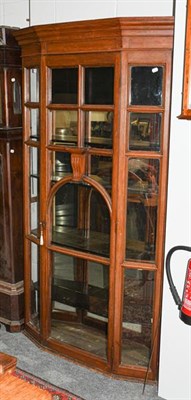 Lot 1395 - A Victorian shallow mirrored and glazed shop display cabinet, 120cm by 33cm by 204cm