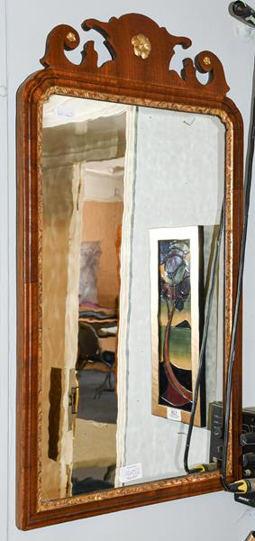 Lot 1402 - A parcel gilt fret wall mirror