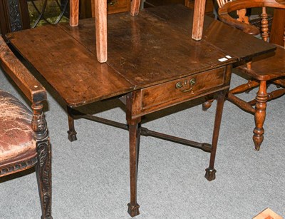 Lot 1404 - An 18th century mahogany Pembroke table, the square section legs joined by x-form stretcher and...