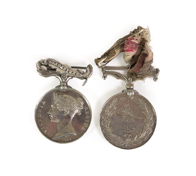 Lot 3 - A Crimea Medal, 1854, with clasp SEBASTAPOL, awarded to H.F.CURWEN 56TH REGT., a Turkish Crimea...