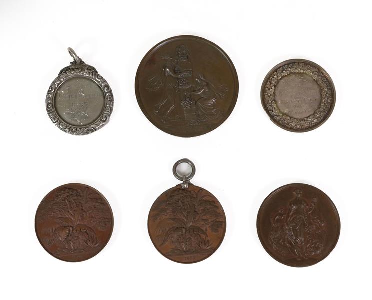 Lot 8 - A Collection of Six 19th Century Horticultural Medals, comprising:- two bronze Royal Botanical...