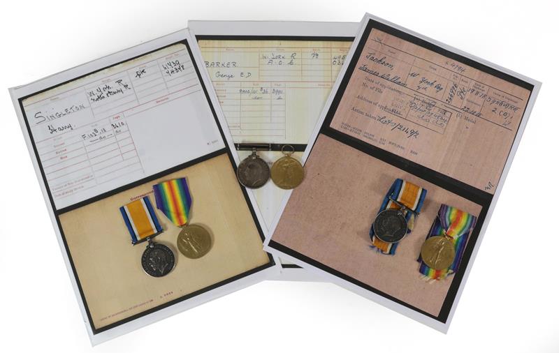 Lot 9 - Three First World War Pairs to the West Yorkshire Regiment, each comprising British War Medal...