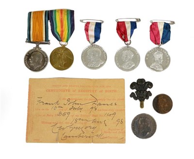 Lot 19 - A First World War Pair, comprising British War Medal and Victory Medal, awarded to 2255 PTE....