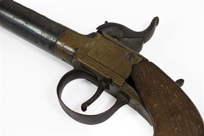 Lot 37 - A 19th Century Percussion Pocket Pistol, with 4cm round turn-off steel barrel, foliate engraved...