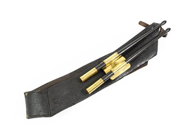 Lot 38 - A 19th Century Drummer's Black Leather Bandolier, of crossbelt form, set with a brass bracket...