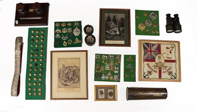 Lot 40 - A Quantity of Militaria, including four small display boards of cap and collar badges and...