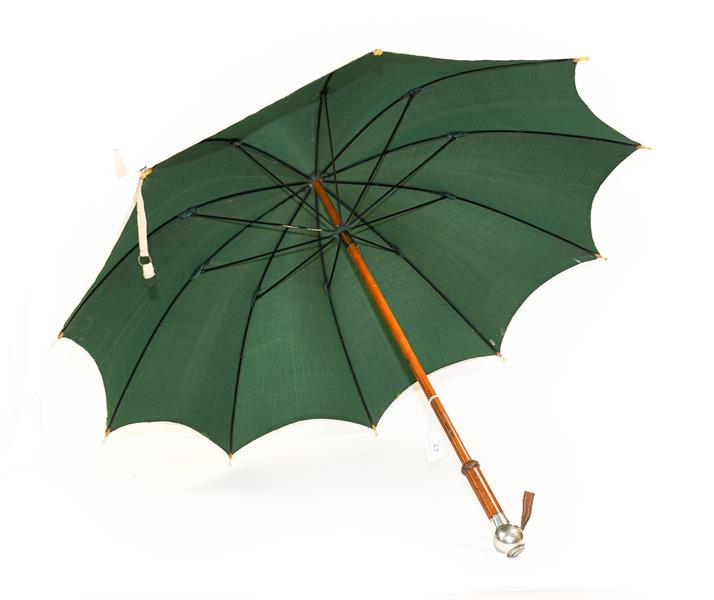 Lot 47 - A George V Colonial Parasol to the Royal Engineers, with cream cotton outer canopy and bottle green