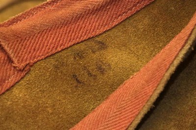Lot 49 - A Pair of Second World War RAF Issue Mosquito Boots, in green suede with ribbon tied tops and...
