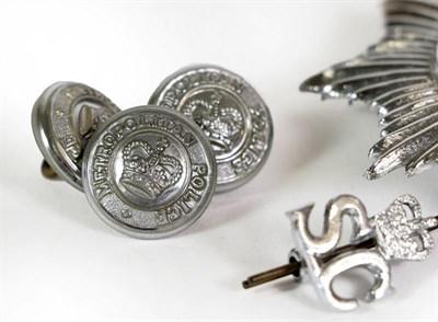 Lot 51 - A Collection of Queen Elizabeth II Metropolitan Police Items, including collar badges, rank...