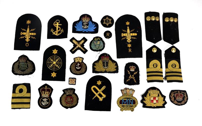 Lot 58 - A Quantity of Second World War Royal Navy Insignia, including rank badges, cap talleys, ratings...