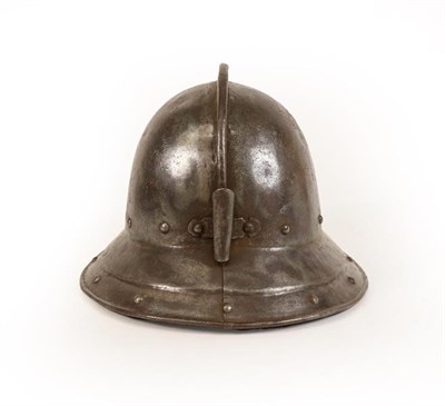 Lot 74 - A Mid-17th Century English Pikeman's Pot Helmet, circa 1640, possibly an Officer's, of thick...