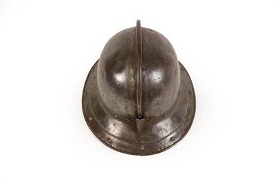 Lot 74 - A Mid-17th Century English Pikeman's Pot Helmet, circa 1640, possibly an Officer's, of thick...