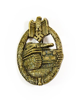 Lot 103 - A German Third Reich Panzer Assault Badge in Bronze, of die struck construction with solid back and