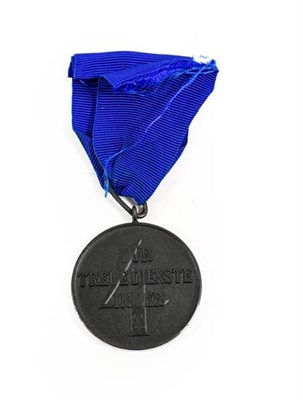 Lot 105 - A German Third Reich SS Four Year Bronze Service Medal, with oblong suspender loop and blue ribbon