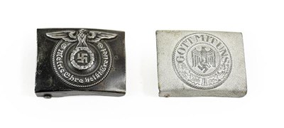 Lot 108A - A German Third Reich Army EM/NCO's Aluminium Belt Buckle, the central plate attached by four...