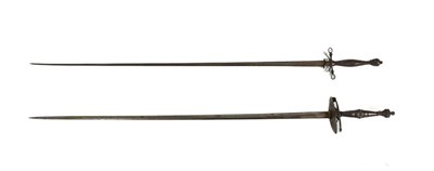 Lot 136 - A Georgian Mourning Sword, the 76cm triangular section fullered steel blade bearing traces of...