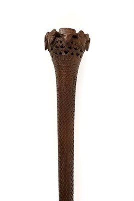 Lot 158 - A 19th Century Austral Islands Finely Carved Wood Paddle, of unusually large proportions, the...